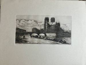lot 184 image: Vintage C. Meryon Notre Dame Apse Etching - 16 x 12 in