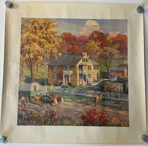 lot 191 image: Edward Brewer - 21 x 21 in Autumn Landscape Painting