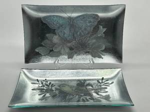 lot 192 image: Sullivan Gift Company Silvered Decorative Plates - Butterfly & Bird (Lot of 2)