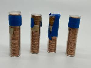 lot 204 image: Uncirculated Canadian Penny Rolls - 50 Coins Each - 1959 & 1960 & 1961 & 1962