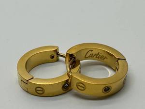 lot 205 image: Cartier Inspired Love Hoop Earrings - Gold Plated