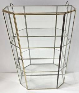 lot 219 image: Vintage Brass &amp Glass Display Curio Cabinet&nbsp
