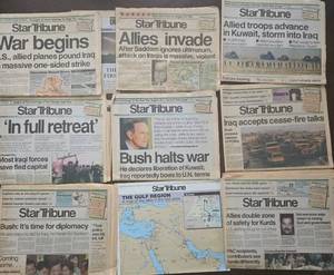 lot 225 image: 1991 Collection of Star Tribune Gulf War Newspapers