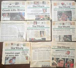 lot 226 image: Star Tribune Front Pages - Diana, Princess of Wales Death Coverage Collection (Lot of 9)