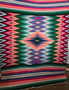 lot 238 image: Vintage Turkish Vibrant Color Kilim Hand-Woven Rug or Wall Tapestry