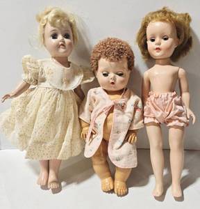 lot 260 image: Lot of 3 - Vintage American Character Doll & Ideal Doll & Unmarked