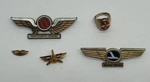 lot 286 image: Northwest Orient & Eastern Airlines & More Aviator Pin Collection Plus an aviator Ring