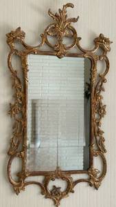 lot 1 image: Vintage Italian-Made Rococo Gilt Wall Mirror With Ornate Floral Frame