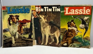 lot 328 image: Vtg DELL Comics Lassie #4, #19 & Rin Tin Tin #7 Rare Issues Comic Books Lot of 3