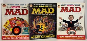 lot 334 image: Vintage 50s MAD Magazine More Trash & Worst Trash - Qty 3 1959