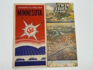 Vintage Collectible Brochures 1931 Minnesota Standard Oil Road Map - The Twin Cities To-Day 1970s Repro of 1917