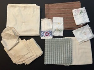 Vintage Lot of Linens Including Napkins, Hand Towels, Pillow cases & Classic Table Linens