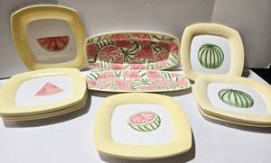 Leslie Sattler Watermelon Picnic Plates & Trays - 11 Plates & 2 Trays