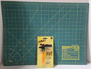 lot 361 image: OLFA Rotary Mat & Circle Rotary Cutter Set - 18mm Blade