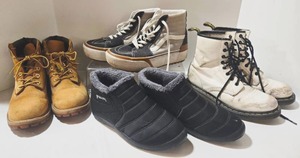 Lot of Womens Footwear - Timberland Boots, Dr. Martens Boots, Vans Sneakers & Gracosy Slippers