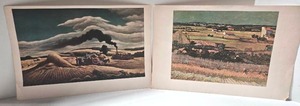 Vincent Van Gogh Harvest at La Crau & Thomas Hart Benton Threshing Wheat Lithographs