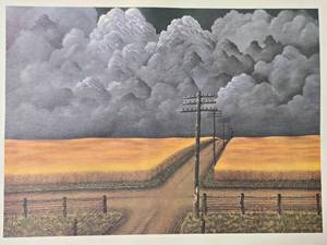 lot 375 image: Vintage 1942 Gray & Gold Lithograph Print by John Rogers Cox