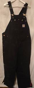 lot 378 image: Carhartt R02 Duck Insulated Bib Overalls - 44x30 Black