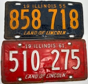lot 379 image: Illinois License Plates 1955 858718 Land of Lincoln - 1961 510275 Land of Lincoln