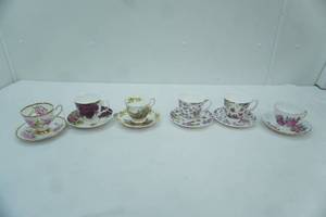 lot 17 image: Vintage Tea Cups and Saucers Graces Violets Bristol, Clare Bone China, Royal Stafford, Royal Albert, Royal Vale