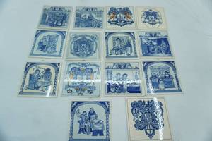 lot 30 image: Vintage Delft Holland Apothecary Ceramic Tiles.