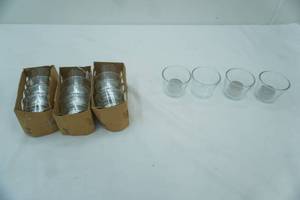 lot 46 image: NEW Clear Glass VotiveTealight Candle Holders