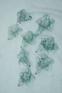 lot 57 image: Hand-Blown Art Glass Flowers. Horizontal Bud Vases