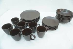 lot 58 image: Matte Dark Brown Dinnerware Set
