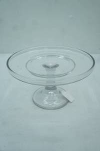 lot 87 image: Clear Glass Pedestal Cake Stand. 9 diameter by 5 tall