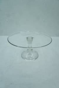 lot 91 image: Clear Glass Pedestal Cake Stand. 10 diameter by 5 tall