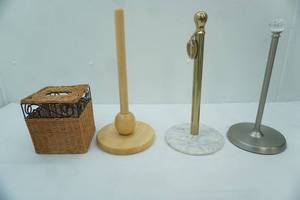 lot 97 image: 3ct Paper Towel Holders and Tissue Box Cover