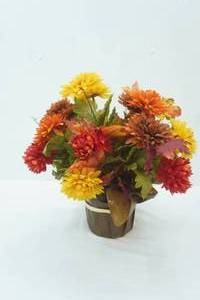 lot 117 image: Fall Colored Artificial Flower Arrangement