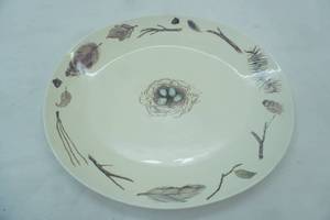 lot 201 image: Collectible Jeremie Robin Egg Beige Ceramic Oval Plate