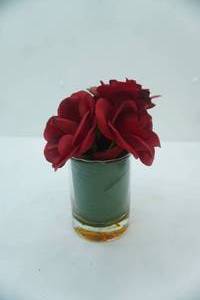lot 216 image: Artificial Rose Arrangement in Clear Glass vase with epoxy