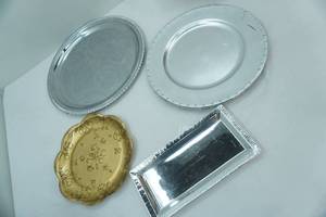 lot 222 image: Silver & Gold Toned Serving Plates