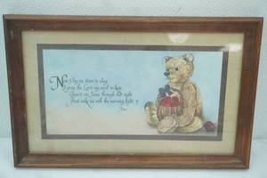 lot 228 image: Vintage Now I Lay me down to Sleep Prayer wTeddy Bear