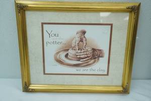 lot 233 image: You Are the Potter We are the Clay. Wall Art 16x13