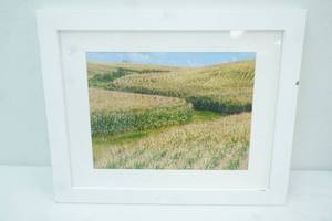 lot 234 image: Cornfield Photo Wall Art 16x13. White wood frame