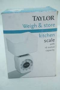 lot 242 image: TAYLOR Weigh & Store Kitchen Scale. 16 oz. Capacity. NEWLike New Condition