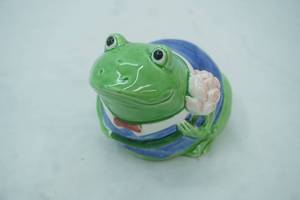 lot 258 image: Ceramic Frog Coin Bank. Mary Ann Baker Design