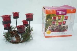 lot 322 image: Better Homes & Gardens Berries & Pinecones 6 Tealight Centerpiece. NEW