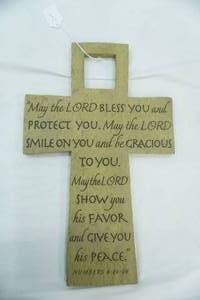 lot 340 image: May the Lord Bless You Stone Cross Wall Decor 10x 16