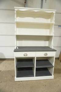 lot 363 image: Wooden Painted WhiteGrey Hutch Cabinet 38x 18x 68