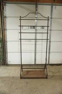 lot 371 image: Garment Rack with Wood Veneer Base 23x73 tall and 15 deep at the base