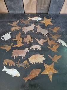 lot 49 image: 25  Rustic metal cutouts of various design Great for Crafts or accents&nbsp
