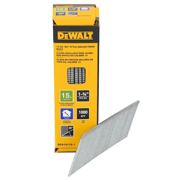 lot 151 image: DEWALT 1-34 in. x 15-Gauge DA 34-Degree Bright Finish Nails (1000-Pack)