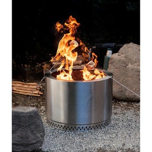 lot 93 image: HotShot Explorer Portable Low Smoke 19.5 in. Round Wood-Burning Fire Pit in Stainless Steel