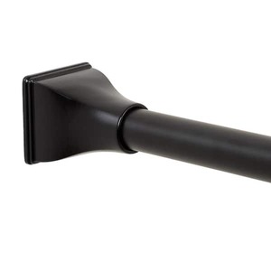 lot 121 image: (2) Zenna Home NeverRust 72 in. Aluminum Adjustable Tension Decorative Shower Rod with Square Finials in Black