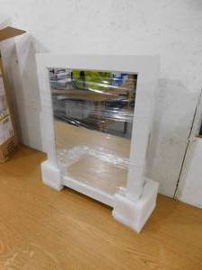 lot 199 image: Glacier Bay Rectangular Framed Recessed or Surface-Mount Bathroom Medicine Cabinet with Mirror, White