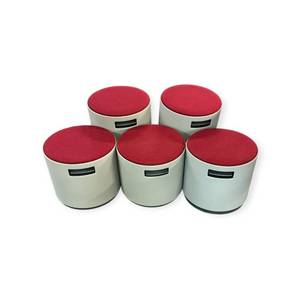 lot 98 image: 5 Steelcase Turnstone Buoy Red & Grey Seats that retail new for $395 each